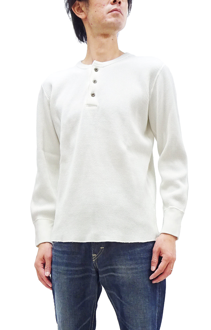 Long Sleeve Shirt 3/button crew neck. White