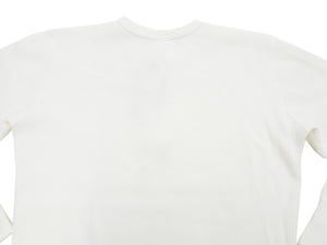 Studio D'artisan Waffle-Knit Thermal Henley T-Shirt Men's Long Sleeve Plain 3-Button Placket Super Heavyweight Thermal Tee 9937 White