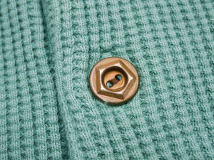 Studio D'Artisan Men's Heavyweight Waffle Knit Thermal Henley Long Sleeve T-Shirt - 100% Cotton, Ribbed Crew Neck Band, Ribbed Cuffs, Raw-edge hem, Made in Japan (SDA 9937) Emerald Green