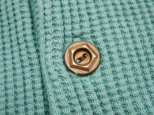 Studio D'Artisan Men's Heavyweight Waffle Knit Thermal Henley Long Sleeve T-Shirt - 100% Cotton, Ribbed Crew Neck Band, Ribbed Cuffs, Raw-edge hem, Made in Japan (SDA 9937) Emerald Green