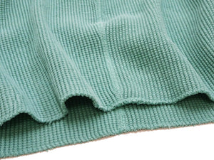 Studio D'Artisan Men's Heavyweight Waffle Knit Thermal Henley Long Sleeve T-Shirt - 100% Cotton, Ribbed Crew Neck Band, Ribbed Cuffs, Raw-edge hem, Made in Japan (SDA 9937) Emerald Green