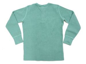 Studio D'Artisan Men's Heavyweight Waffle Knit Thermal Henley Long Sleeve T-Shirt - 100% Cotton, Ribbed Crew Neck Band, Ribbed Cuffs, Raw-edge hem, Made in Japan (SDA 9937) Emerald Green