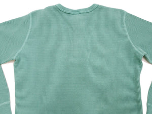 Studio D'Artisan Men's Heavyweight Waffle Knit Thermal Henley Long Sleeve T-Shirt - 100% Cotton, Ribbed Crew Neck Band, Ribbed Cuffs, Raw-edge hem, Made in Japan (SDA 9937) Emerald Green