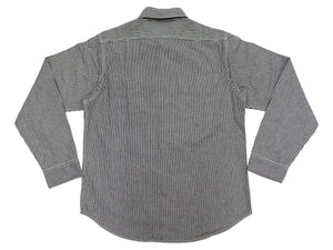 Sugar Cane Men's Hickory Stripe Work Shirt, Heavyweight Cotton Long-Sleeve Button-Up Shirt, Made in Japan (SC27853 119 Black)