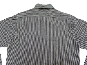 Sugar Cane Men's Hickory Stripe Work Shirt, Heavyweight Cotton Long-Sleeve Button-Up Shirt, Made in Japan (SC27853 119 Black)
