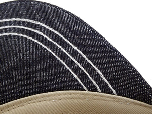 TOYS McCOY Men's Plain 10 oz Indigo Denim Baseball Cap, Classic 6-Panel Adjustable Hat, Pre-Curved Brim, Leather Strap Back, No Mesh (TMA2627)