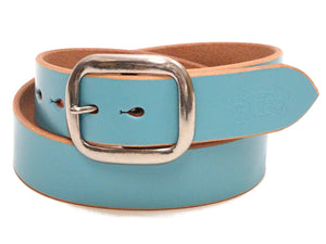 Studio D'artisan Leather Belt Men's Ccasual 38mm Wide/5mm Bend Leather with Thick Oval Buckle B-87 Blue-Emerald