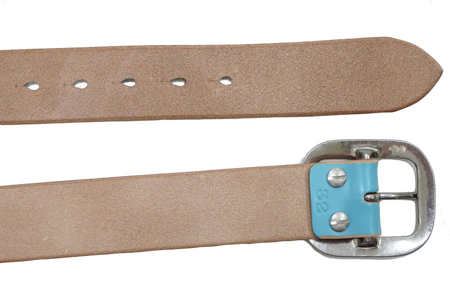Studio D'artisan Leather Belt Men's Ccasual 38mm Wide/5mm Bend Leather with Thick Oval Buckle B-87 Blue-Emerald