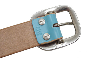 Studio D'artisan Leather Belt Men's Ccasual 38mm Wide/5mm Bend Leather with Thick Oval Buckle B-87 Blue-Emerald
