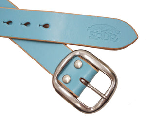 Studio D'artisan Leather Belt Men's Ccasual 38mm Wide/5mm Bend Leather with Thick Oval Buckle B-87 Blue-Emerald