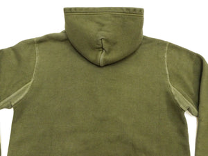 Barns Outfitters Men's COZUN Vintage-Inspired Long-Sleeve Zip-Up Hoodie, Medium-Weight 100% Cotton Brushed Fleece, Hooded Sweatshirt with a Two-Way Zipper, Flatseam Construction, One-Wash, Made in Japan (BR-3010PG RD, Pigment-Dyed Khaki)