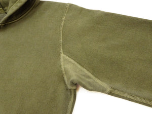 Barns Outfitters Men's COZUN Vintage-Inspired Long-Sleeve Zip-Up Hoodie, Medium-Weight 100% Cotton Brushed Fleece, Hooded Sweatshirt with a Two-Way Zipper, Flatseam Construction, One-Wash, Made in Japan (BR-3010PG RD, Pigment-Dyed Khaki)