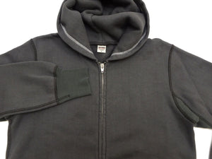 Barns Outfitters Men's COZUN Vintage-Inspired Long-Sleeve Zip-Up Hoodie, Medium-Weight 100% Cotton Brushed Fleece, Hooded Sweatshirt with a Two-Way Zipper, Flatseam Construction, One-Wash, Made in Japan (BR-3010 RD, 19 Faded Black)