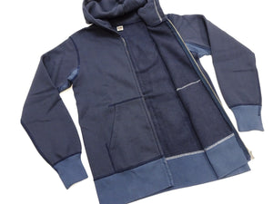 Barns Outfitters Men's COZUN Vintage-Inspired Long-Sleeve Zip-Up Hoodie, Medium-Weight 100% Cotton Brushed Fleece, Hooded Sweatshirt with a Two-Way Zipper, Flatseam Construction, One-Wash, Made in Japan (BR-3010 RD, 29 Faded Navy)