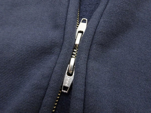 Barns Outfitters Men's COZUN Vintage-Inspired Long-Sleeve Zip-Up Hoodie, Medium-Weight 100% Cotton Brushed Fleece, Hooded Sweatshirt with a Two-Way Zipper, Flatseam Construction, One-Wash, Made in Japan (BR-3010 RD, 29 Faded Navy)