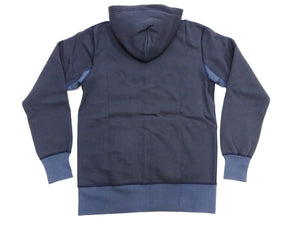 Barns Outfitters Men's COZUN Vintage-Inspired Long-Sleeve Zip-Up Hoodie, Medium-Weight 100% Cotton Brushed Fleece, Hooded Sweatshirt with a Two-Way Zipper, Flatseam Construction, One-Wash, Made in Japan (BR-3010 RD, 29 Faded Navy)
