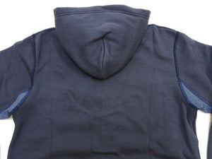 Barns Outfitters Men's COZUN Vintage-Inspired Long-Sleeve Zip-Up Hoodie, Medium-Weight 100% Cotton Brushed Fleece, Hooded Sweatshirt with a Two-Way Zipper, Flatseam Construction, One-Wash, Made in Japan (BR-3010 RD, 29 Faded Navy)