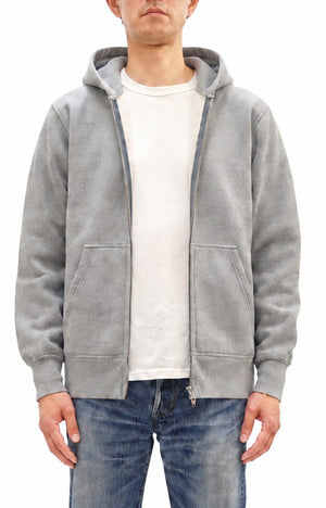 Barns Outfitters Men's COZUN Vintage-Inspired Long-Sleeve Zip-Up Hoodie, Medium-Weight 100% Cotton Brushed Fleece, Hooded Sweatshirt with a Two-Way Zipper, Flatseam Construction, One-Wash, Made in Japan (BR-3010 RD, 15 Gray)