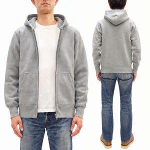 Barns Outfitters Men's COZUN Vintage-Inspired Long-Sleeve Zip-Up Hoodie, Medium-Weight 100% Cotton Brushed Fleece, Hooded Sweatshirt with a Two-Way Zipper, Flatseam Construction, One-Wash, Made in Japan (BR-3010 RD, 15 Gray)