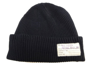 Buzz Rickson's Men's Watch Cap Cotton Version, World War II U.S. Military-Inspired 100% Cotton Rib-Knit Cap, Made in Japan (BR02186 119 Black)