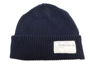 Buzz Rickson's Men's Watch Cap Cotton Version, World War II U.S. Military-Inspired 100% Cotton Rib-Knit Cap, Made in Japan (BR02186 128 Navy)