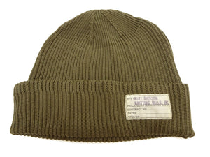 Buzz Rickson's Men's Watch Cap Cotton Version, World War II U.S. Military-Inspired 100% Cotton Rib-Knit Cap, Made in Japan (BR02186 149 Olive)