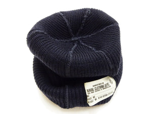 Buzz Rickson Men's U.S. Navy Watch Cap - 100% Wool Military Knit Hat - Made in Japan (BR02243 Navy Blue)