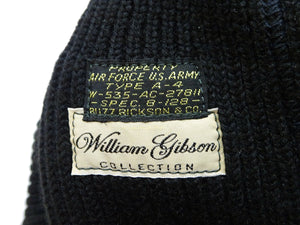 Buzz Rickson William Gibson Men's Plain Wool Knit Cap - U.S. Army Air Forces A-4 Model Reinterpreted in Black BR02272