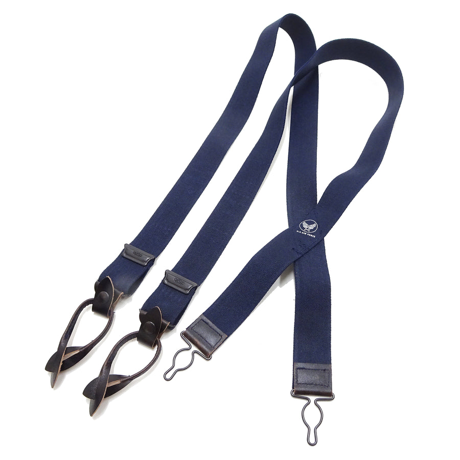 Buzz Rickson Suspenders Men's Reproduction of X back Design Military Button-on Braces for A-11 Trousers BR02718 128 Navy-Blue