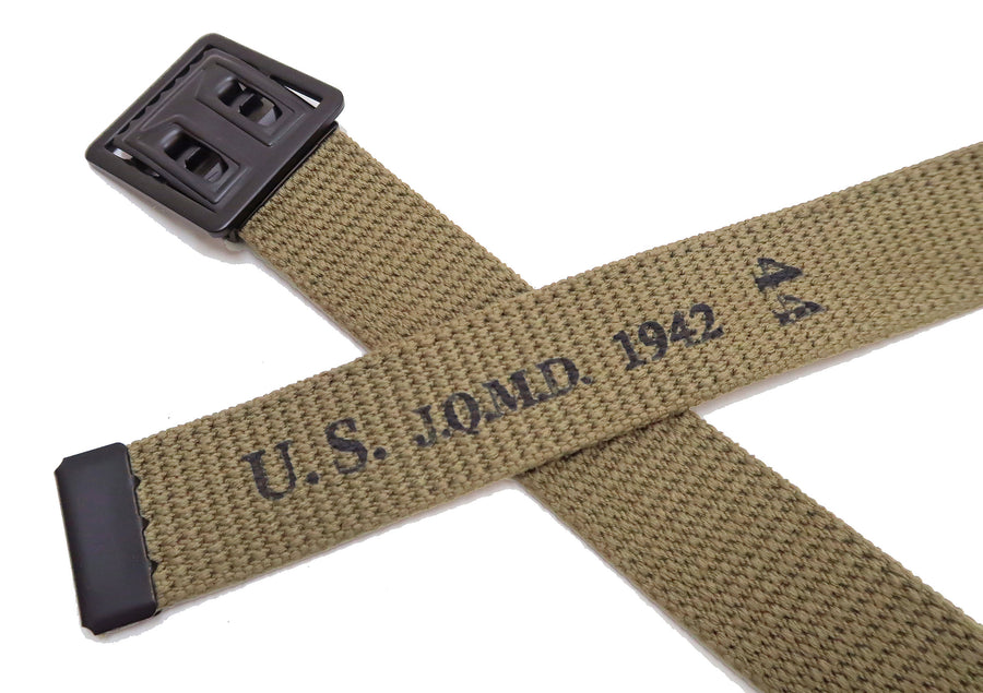 Buzz Rickson Belt Men's Repro M-1937 WW2 US Army GI Cotton Webbing Belt BR02719 Khaki