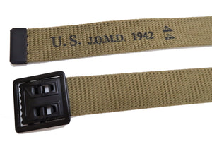 Buzz Rickson Belt Men's Repro M-1937 WW2 US Army GI Cotton Webbing Belt BR02719 Khaki