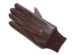 Buzz Rickson Men's Type A-10 Leather Gloves - U.S. Army Air Forces Reproduction - Made in Japan - (BR02835 02 Brown Leather with Brown Ribbed Knit Wrist Cuffs)