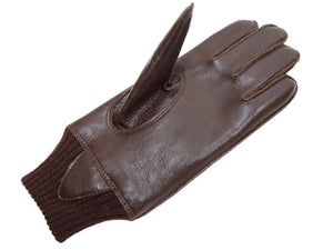 Buzz Rickson Men's Type A-10 Leather Gloves - U.S. Army Air Forces Reproduction - Made in Japan - (BR02835 02 Brown Leather with Brown Ribbed Knit Wrist Cuffs)