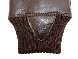 Buzz Rickson Men's Type A-10 Leather Gloves - U.S. Army Air Forces Reproduction - Made in Japan - (BR02835 02 Brown Leather with Brown Ribbed Knit Wrist Cuffs)