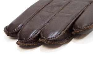 Buzz Rickson Men's Type A-10 Leather Gloves - U.S. Army Air Forces Reproduction - Made in Japan - (BR02835 02 Brown Leather with Brown Ribbed Knit Wrist Cuffs)
