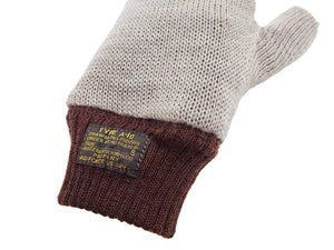 Buzz Rickson Men's Type A-10 Leather Gloves - U.S. Army Air Forces Reproduction - Made in Japan - (BR02835 02 Brown Leather with Brown Ribbed Knit Wrist Cuffs)