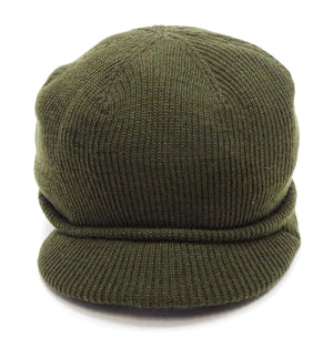 Buzz Rickson Jeep Cap - Men's Wool Knit Cap with Short Brim - Reproduction of U.S. Army M-1941 Radar Cap - Made in Japan (BR02874 Olive)