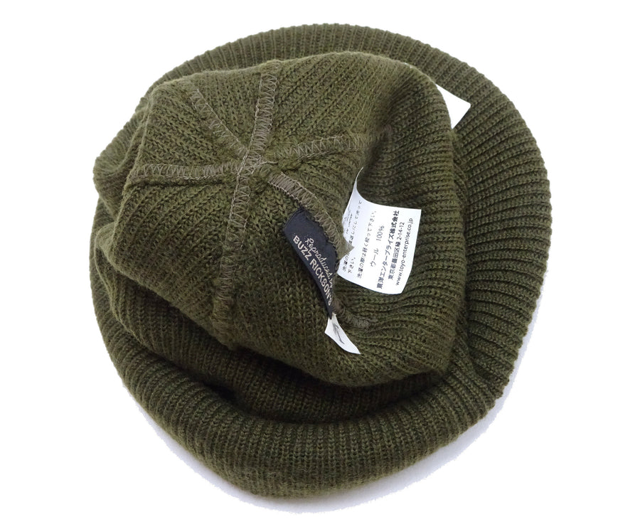 Buzz Rickson Jeep Cap - Men's Wool Knit Cap with Short Brim - Reproduction of U.S. Army M-1941 Radar Cap - Made in Japan (BR02874 Olive)