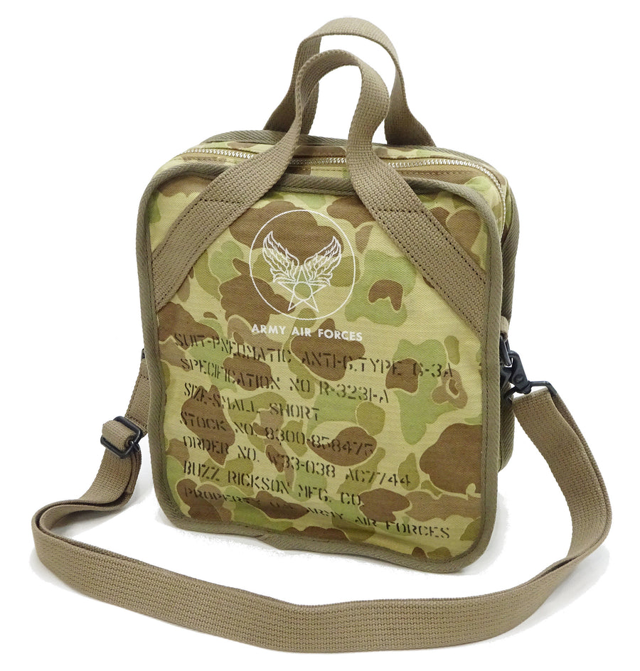 Buzz Rickson Men's Casual Small Shoulder Bag - Frogskin Camouflage, Modern Reinterpretation of WWII U.S. Army Air Forces Pilot Gear, BR02879