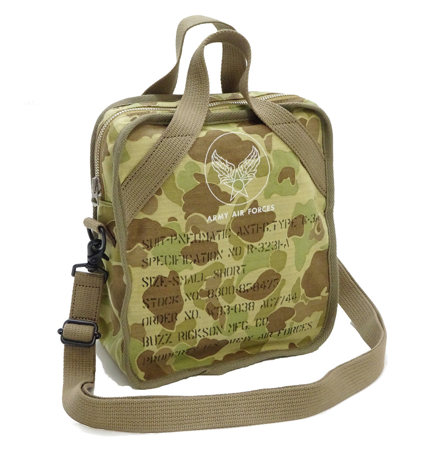 Buzz Rickson Men's Casual Small Shoulder Bag - Frogskin Camouflage, Modern Reinterpretation of WWII U.S. Army Air Forces Pilot Gear, BR02879