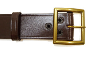Buzz Rickson Men's U.S. Army 1939 Leather Garrison Belt Reproduction, Vegetable-Tanned Cowhide, 42 mm Wide, 3 mm Thick, Detachable Snap-On Square-Shaped Single-Prong Buckle (BR02901 138 Brown)
