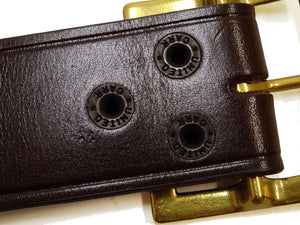 Buzz Rickson Men's U.S. Army 1939 Leather Garrison Belt Reproduction, Vegetable-Tanned Cowhide, 42 mm Wide, 3 mm Thick, Detachable Snap-On Square-Shaped Single-Prong Buckle (BR02901 138 Brown)