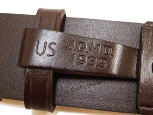 Buzz Rickson Men's U.S. Army 1939 Leather Garrison Belt Reproduction, Vegetable-Tanned Cowhide, 42 mm Wide, 3 mm Thick, Detachable Snap-On Square-Shaped Single-Prong Buckle (BR02901 138 Brown)