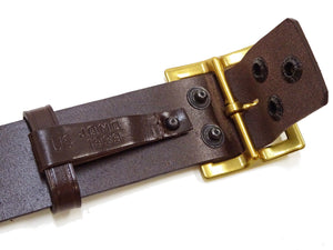 Buzz Rickson Men's U.S. Army 1939 Leather Garrison Belt Reproduction, Vegetable-Tanned Cowhide, 42 mm Wide, 3 mm Thick, Detachable Snap-On Square-Shaped Single-Prong Buckle (BR02901 138 Brown)