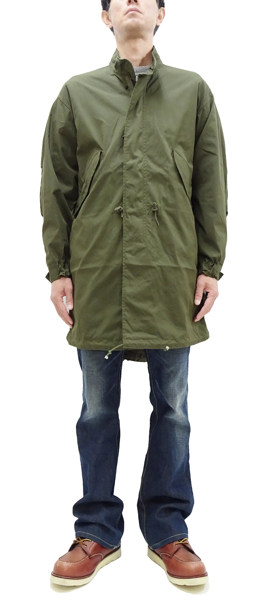 Buzz Rickson M-65 Coat (No Hood, No Liner) Men's Casual Reproduction of US Army M65 Lightweight Fishtail Overcoat BR14719 Olive