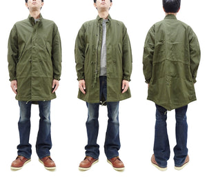 Buzz Rickson M-65 Coat (No Hood, No Liner) Men's Casual Reproduction of US Army M65 Lightweight Fishtail Overcoat BR14719 Olive