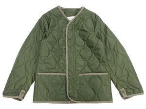 Buzz Rickson Collarless Nylon Quilted Jacket Men's Updated Version Inspired by the Design of the M-65 Field Jacket Liner BR14863 Olive