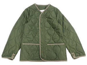 Buzz Rickson Collarless Nylon Quilted Jacket Men's Updated Version Inspired by the Design of the M-65 Field Jacket Liner BR14863 Olive