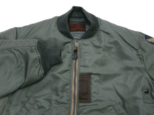 Buzz Rickson's Men's Type MA-1 "ALBERT TURNER & CO., INC." Reproduction Flight Jacket, Sage Green Heavy Nylon Twill, Wool-Cotton Pile Interlining, Made in Japan (BR14900)