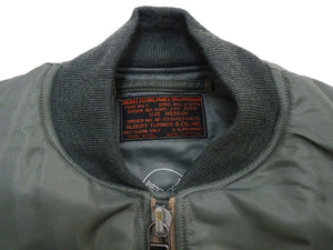 Buzz Rickson's Men's Type MA-1 "ALBERT TURNER & CO., INC." Reproduction Flight Jacket, Sage Green Heavy Nylon Twill, Wool-Cotton Pile Interlining, Made in Japan (BR14900)